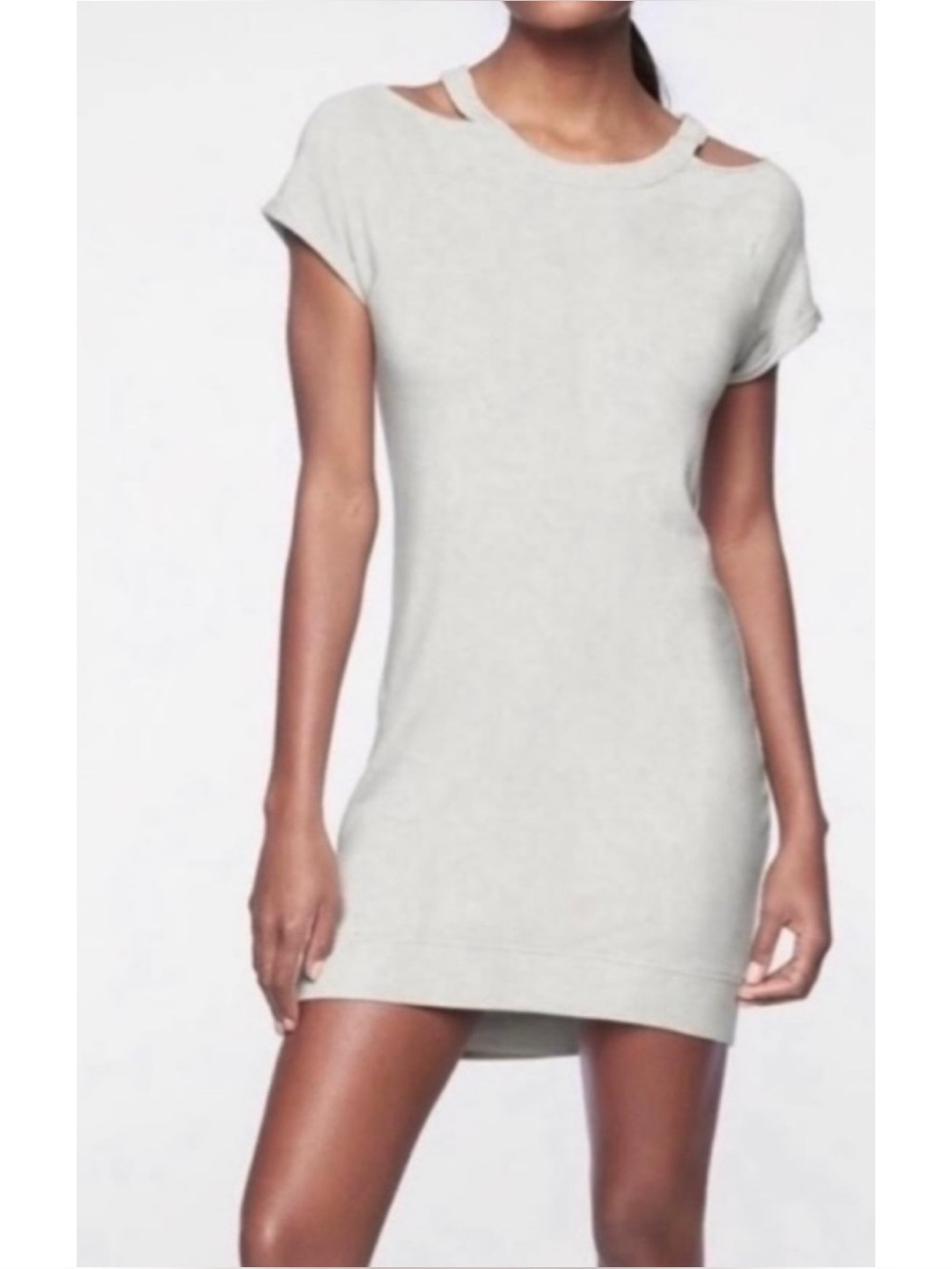 Athleta Shala Shoulder Cutout Heathered Fog Gray Dress Modal Blend